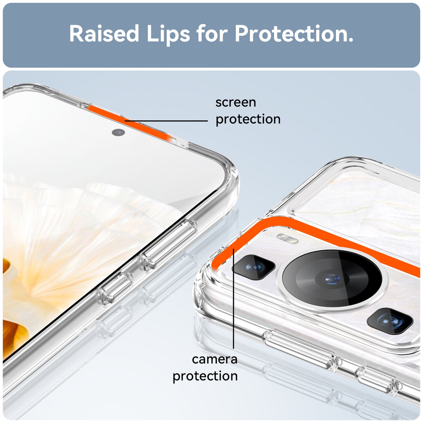 For Huawei P60 / P60 Pro Candy Series Anti-fall Air Cushions Clear TPU Phone Case Back Protector Cover