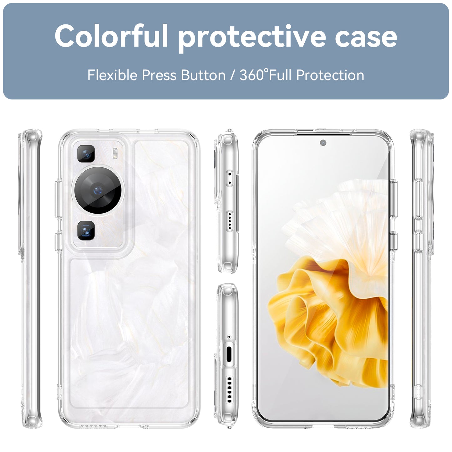 For Huawei P60 / P60 Pro Candy Series Anti-fall Air Cushions Clear TPU Phone Case Back Protector Cover