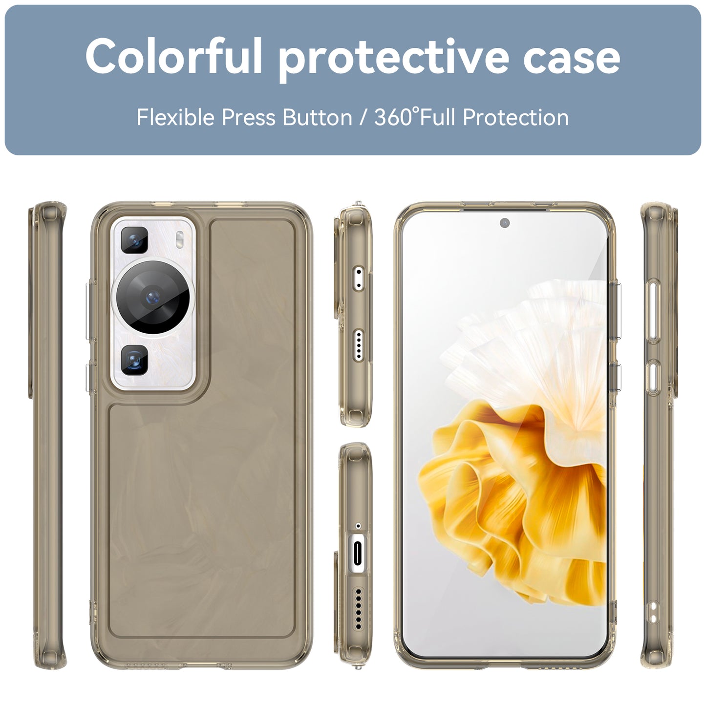 For Huawei P60 / P60 Pro Candy Series Anti-fall Air Cushions Clear TPU Phone Case Back Protector Cover