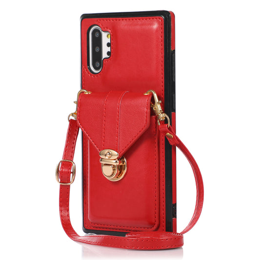 For Samsung Galaxy Note 10 Plus 5G Card Holder Back Case PU Leather+TPU Phone Cover with Kickstand