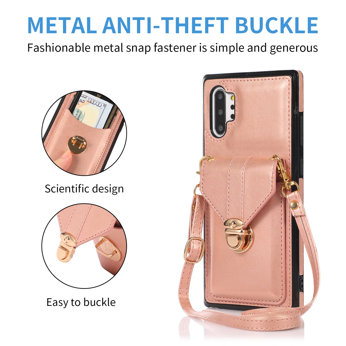 For Samsung Galaxy Note 10 Plus 5G Card Holder Back Case PU Leather+TPU Phone Cover with Kickstand