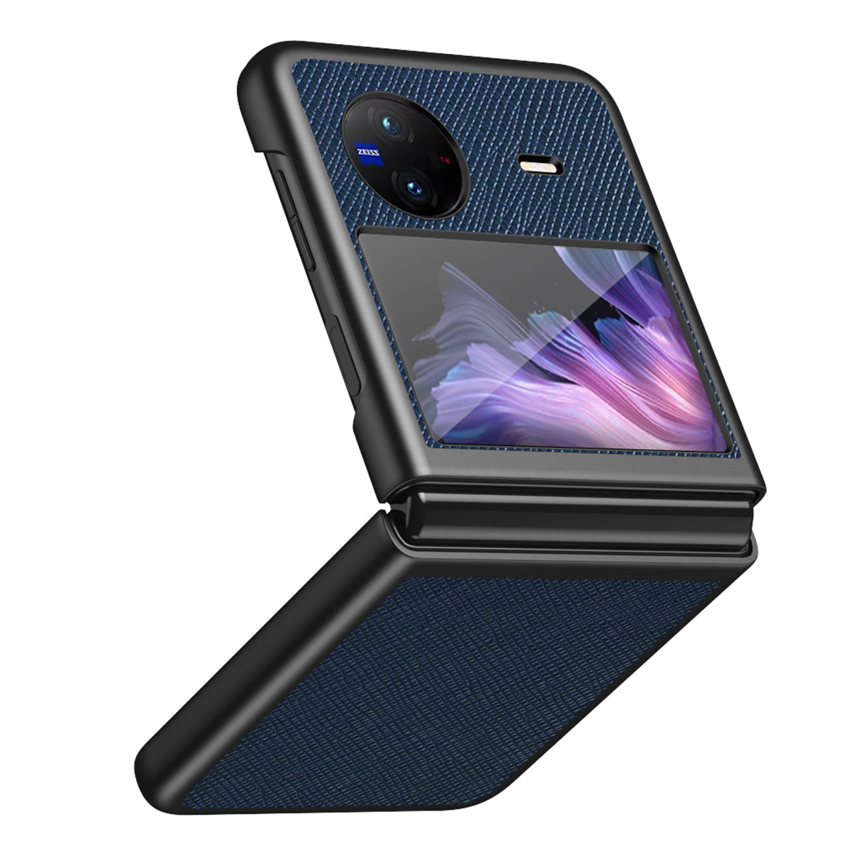 For vivo X Flip Shockproof Phone Case Cross Texture Rubberized PU Leather Coated PC Back Cover