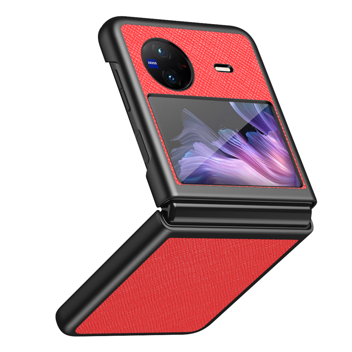 For vivo X Flip Shockproof Phone Case Cross Texture Rubberized PU Leather Coated PC Back Cover