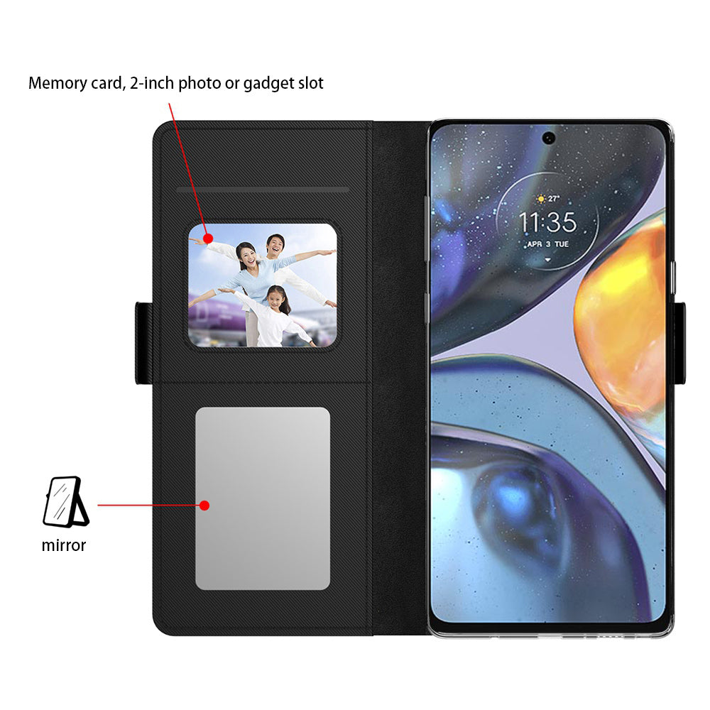 For Motorola Edge 40 5G Phone Leather Case with Mirror Design, Stand Card Holder Phone Cover