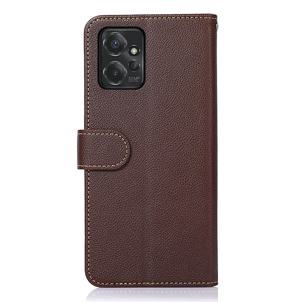 KHAZNEH Leather Case for Motorola Moto G Power 5G RFID Blocking Litchi Texture Stand Wallet Phone Cover