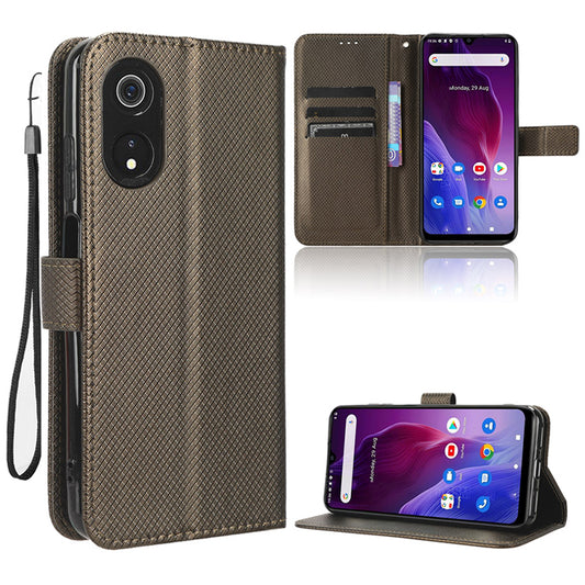 For Cubot P60 PU Leather Flip Cover Stand Diamond Texture Wallet Phone Case