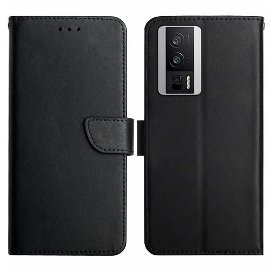HT02 Wallet Phone Case for Xiaomi Poco F5 Pro 5G / Redmi K60 5G / K60 Pro 5G , Genuine Cow Leather Nappa Texture Stand Cover
