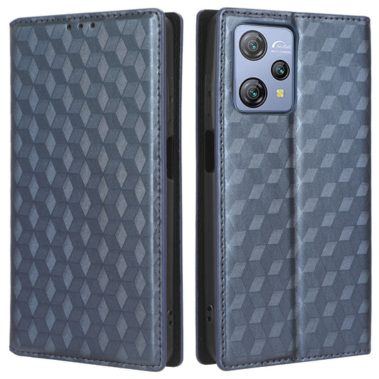 Phone Case for Blackview A53 / A53 Pro Stand Wallet PU Leather Rhombus Imprinted Anti-drop Cover