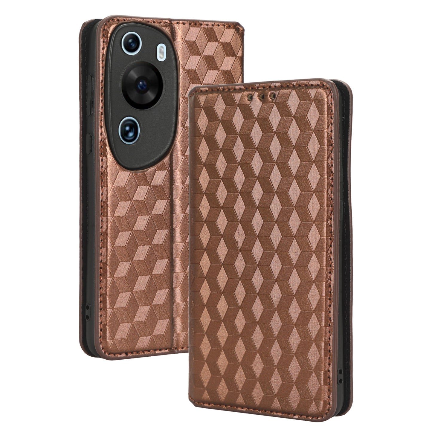 Phone Case for Huawei P60 Art Foldable Stand Wallet PU Leather Rhombus Imprinted Cover