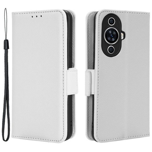 For Huawei nova 11 PU Leather Wallet Case Litchi Texture Stand Phone Cover with Strap