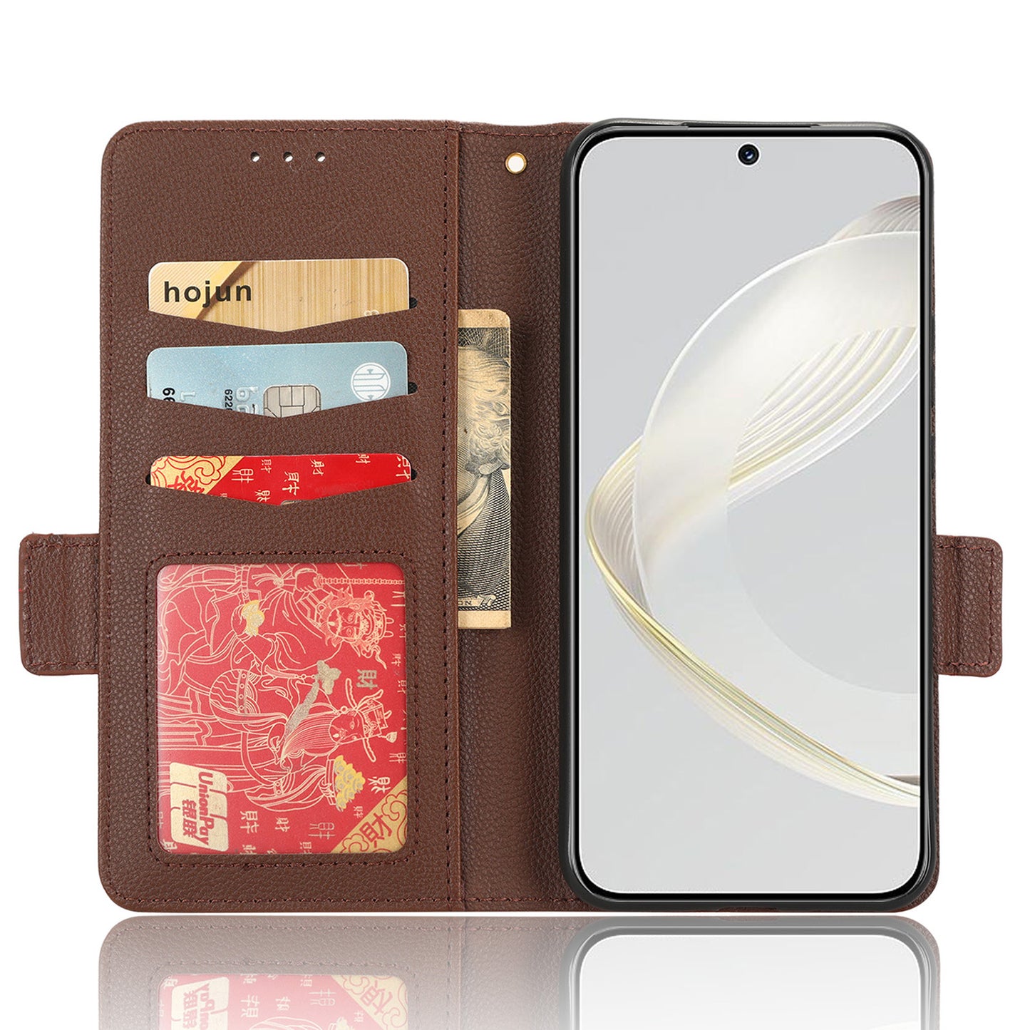 For Huawei nova 11 PU Leather Wallet Case Litchi Texture Stand Phone Cover with Strap