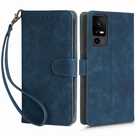 RFID Blocking Wallet Cover for TCL 40 X / 40 XE , PU Leather Stand Phone Case with Strap