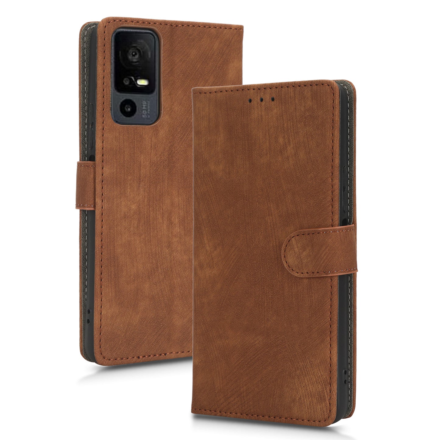 RFID Blocking Wallet Cover for TCL 40 X / 40 XE , PU Leather Stand Phone Case with Strap