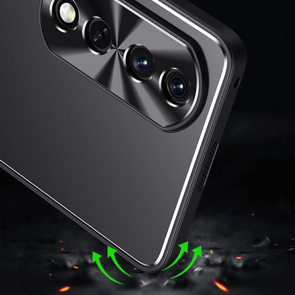 For Honor 90 Pro Smartphone Case TPU + Aluminium Alloy Shell Anti-drop Kickstand Cell Phone Back Cover