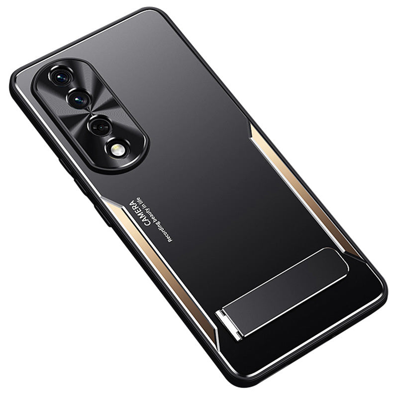 For Honor 90 Pro Smartphone Case TPU + Aluminium Alloy Shell Anti-drop Kickstand Cell Phone Back Cover