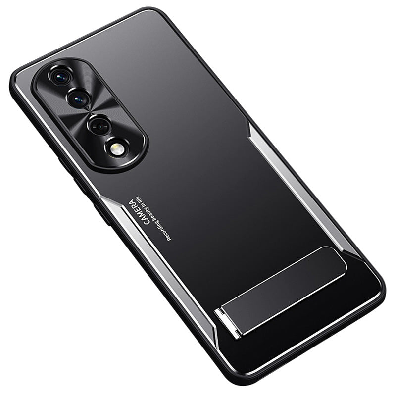 For Honor 90 Pro Smartphone Case TPU + Aluminium Alloy Shell Anti-drop Kickstand Cell Phone Back Cover