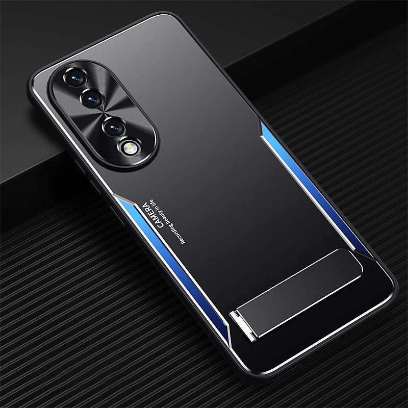 For Honor 90 TPU + Aluminium Alloy Phone Case Anti-drop Kickstand Cell Phone Back Cover
