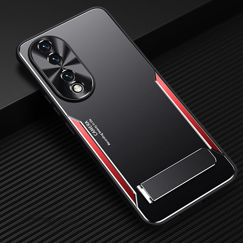 For Honor 90 TPU + Aluminium Alloy Phone Case Anti-drop Kickstand Cell Phone Back Cover