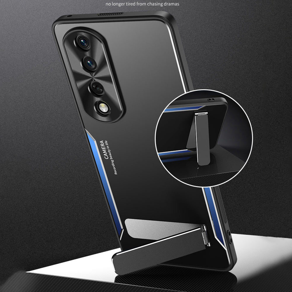 For Honor 90 TPU + Aluminium Alloy Phone Case Anti-drop Kickstand Cell Phone Back Cover