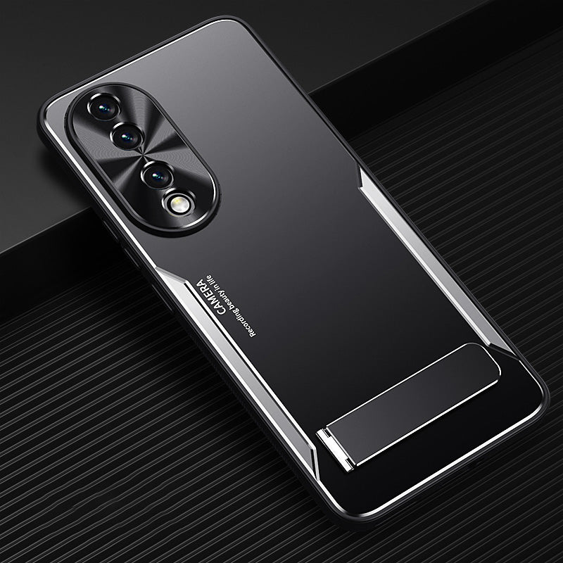 For Honor 90 TPU + Aluminium Alloy Phone Case Anti-drop Kickstand Cell Phone Back Cover