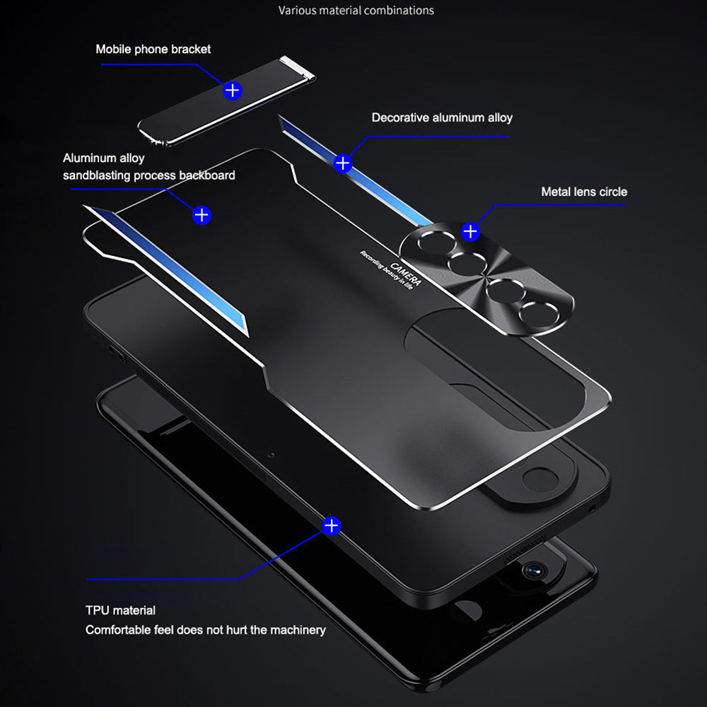 For Honor 90 TPU + Aluminium Alloy Phone Case Anti-drop Kickstand Cell Phone Back Cover