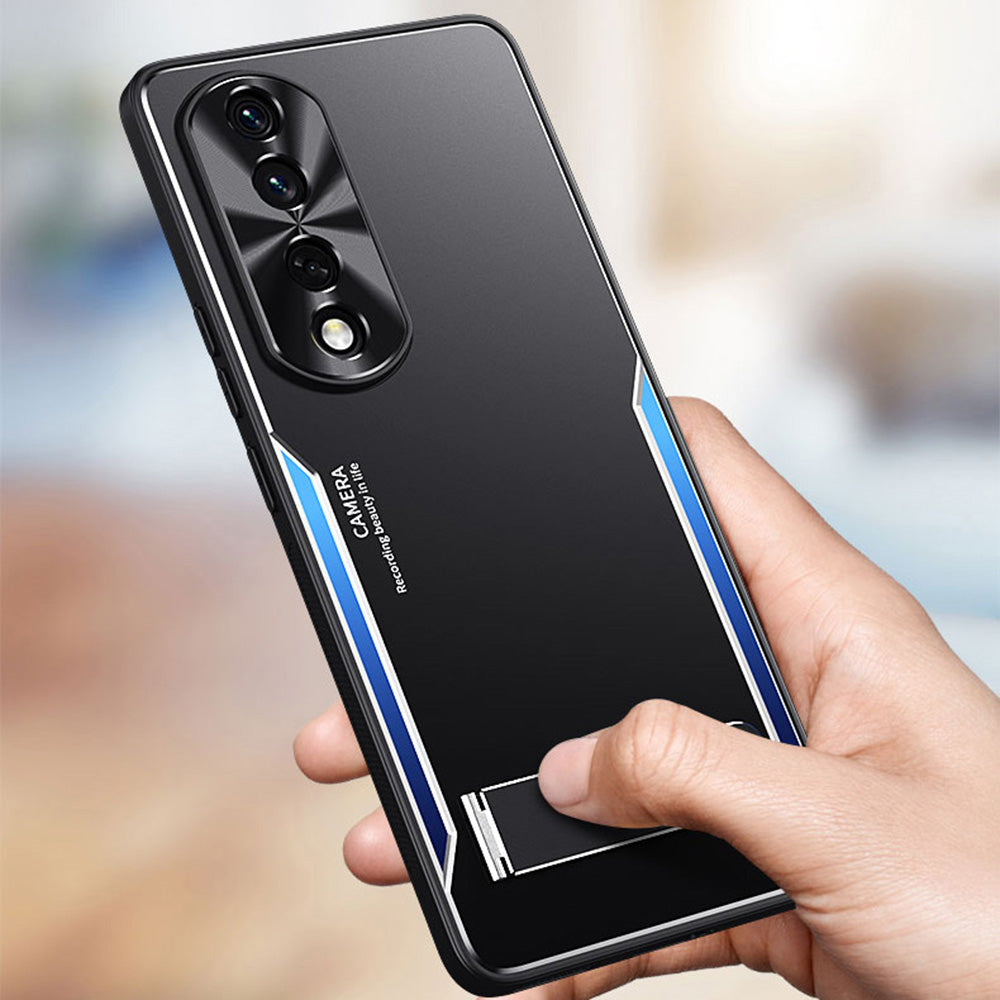 For Honor 90 TPU + Aluminium Alloy Phone Case Anti-drop Kickstand Cell Phone Back Cover