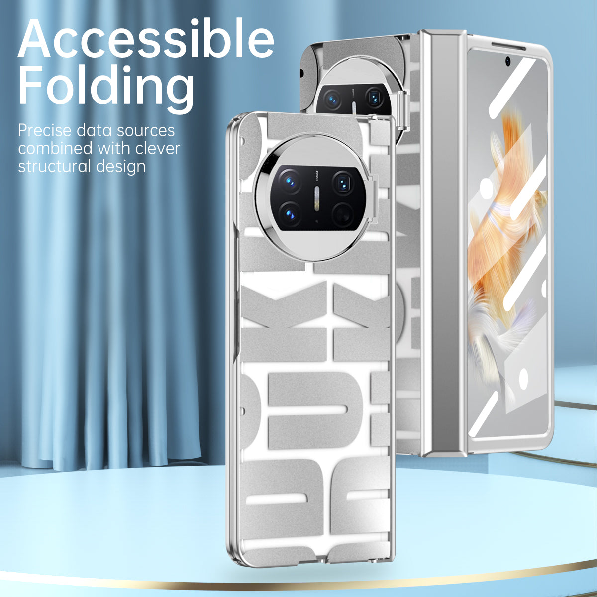 For Huawei Mate X3 5G Hinde Protection Phone Case Hard PC Electroplating Cover with Tempered Glass Film