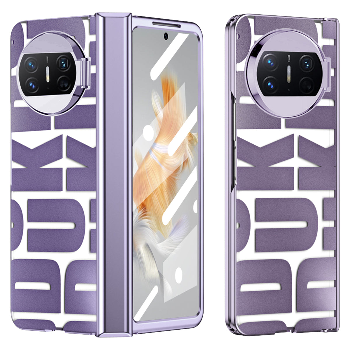 For Huawei Mate X3 5G Hinde Protection Phone Case Hard PC Electroplating Cover with Tempered Glass Film
