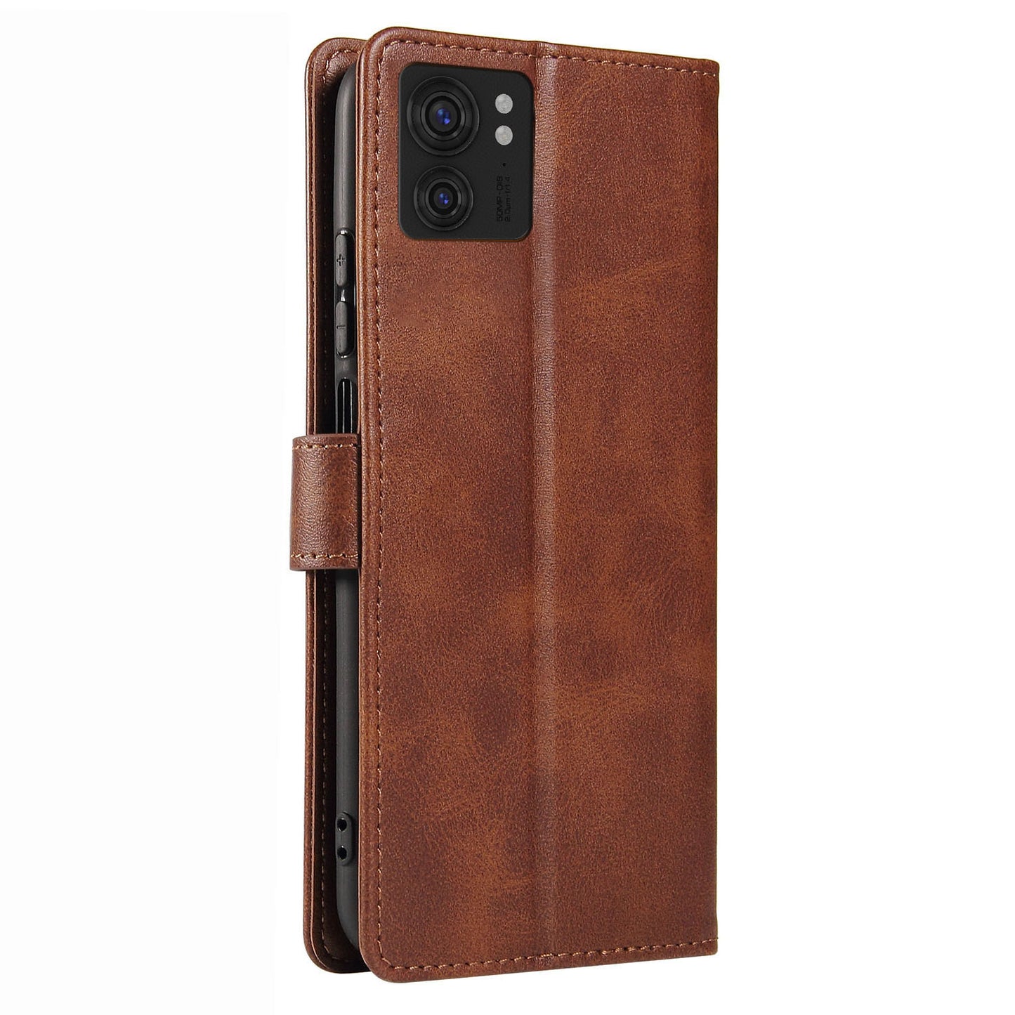 For Motorola Edge 40 5G Leather Phone Wallet Case Calf Texture Stand Phone Cover with Strap