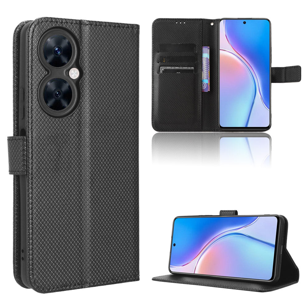 For Huawei Maimang 20 / Nova 11i / Enjoy 60 Pro PU Leather Wallet Case Diamond Texture Phone Stand Cover