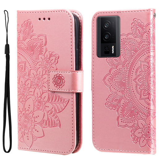 For Xiaomi Poco F5 Pro 5G / Redmi K60 Pro 5G / K60 5G Imprinted Flower Leather Case Stand Wallet Shockproof Phone Cover