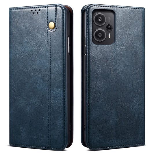 Phone Cover for Xiaomi Redmi Note 12 Turbo / Poco F5 5G Waxy Crazy Horse Texture Leather Case with Stand Wallet