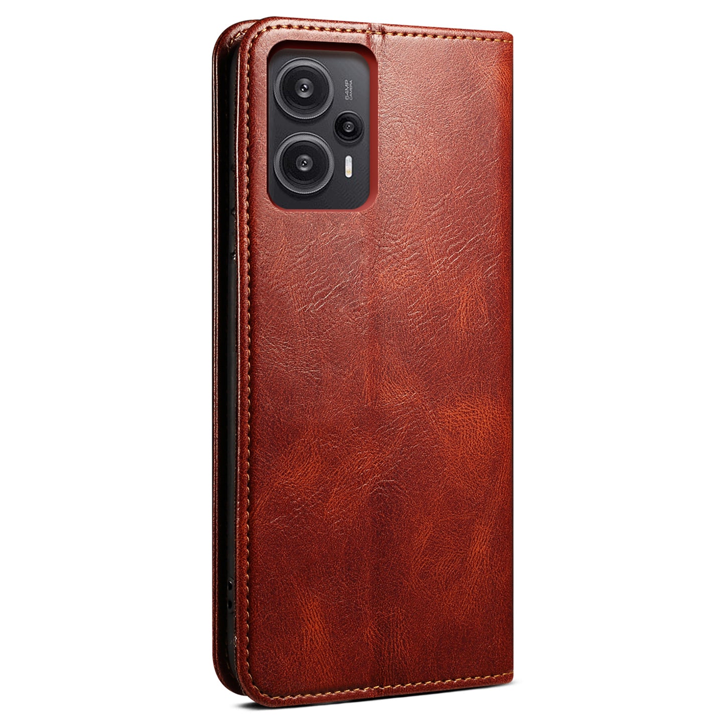 Phone Cover for Xiaomi Redmi Note 12 Turbo / Poco F5 5G Waxy Crazy Horse Texture Leather Case with Stand Wallet
