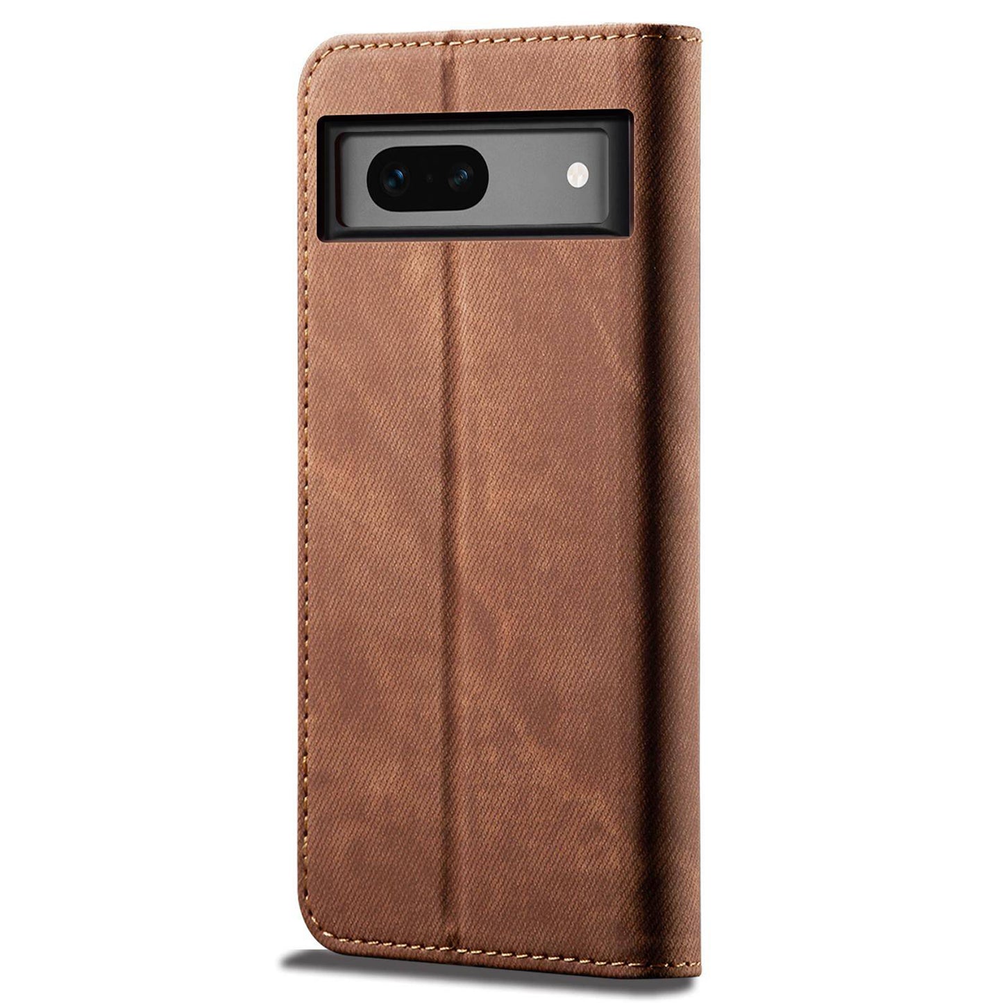 For Google Pixel 7a PU Leather Case Stand Wallet Anti-scratch Jeans Cloth Texture Phone Cover