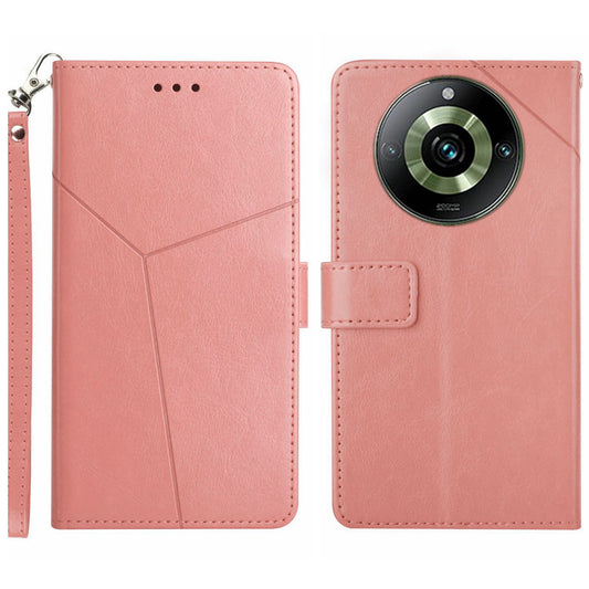 HT01 For Realme 11 Pro+ 5G / 11 Pro 5G Wallet Y-shaped Line PU Leather Smartphone Shell Case Imprinting Phone Stand Cover