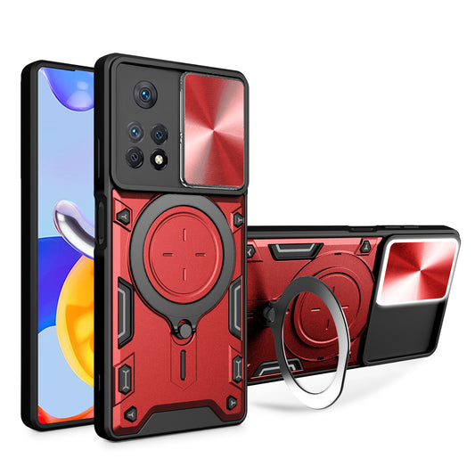 Phone Case for Xiaomi Redmi Note 11 Pro 4G (MediaTek) / Note 11 Pro 5G (Qualcomm) / Note 11E Pro 5G / Note 11 Pro+ 5G (India) , Slide Lens Protection TPU+PC Kickstand Cover