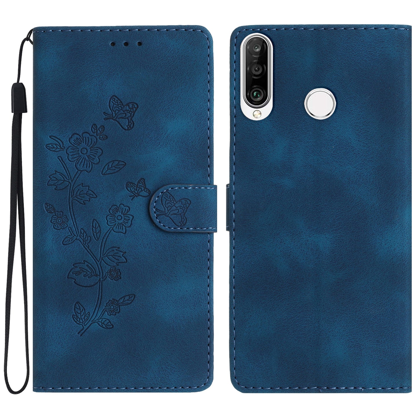 For Huawei P30 Lite / P30 Lite New Edition / nova 4e Phone Cover Imprinted Flower Wallet Stand Shockproof Leather Phone Case