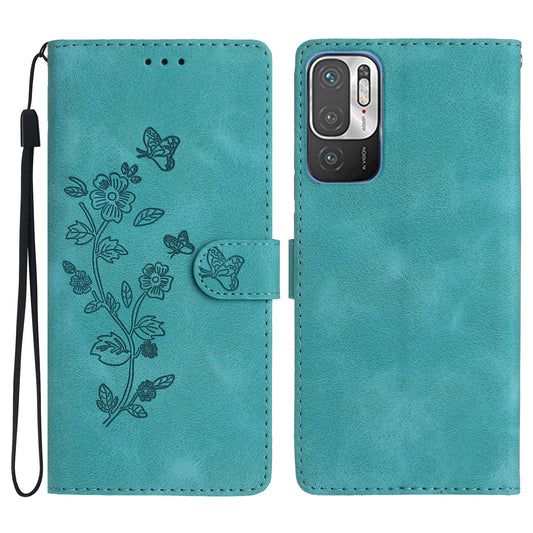For Xiaomi Redmi Note 10 5G / Redmi Note 10T 5G / Poco M3 Pro 5G / 4G Leather Phone Cover Imprinted Flower Wallet Stand Phone Case