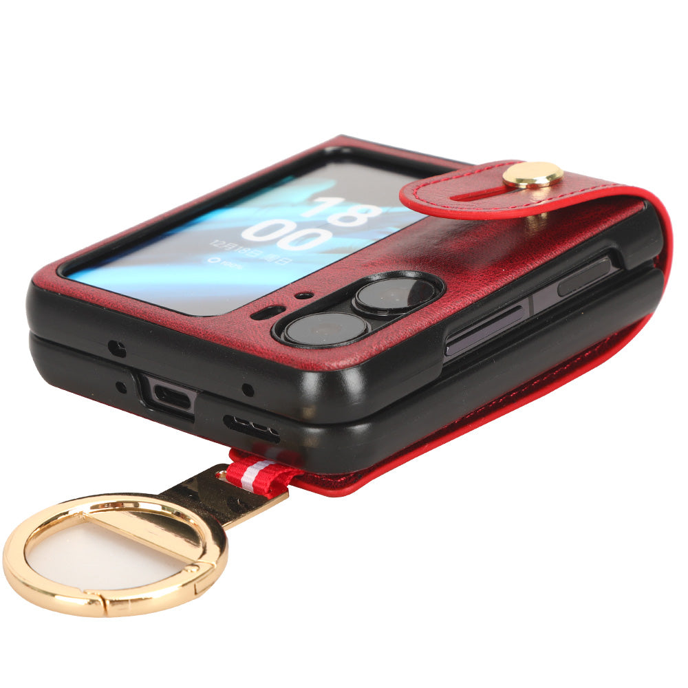 For Oppo Find N2 Flip 5G PU Leather+PC Phone Case Wristband Kickstand Bottle Opener Shockproof Cover