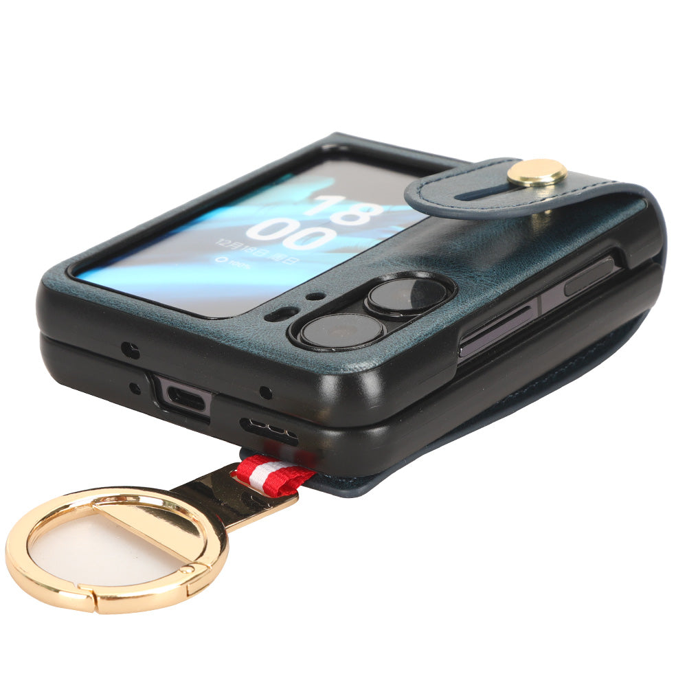 For Oppo Find N2 Flip 5G PU Leather+PC Phone Case Wristband Kickstand Bottle Opener Shockproof Cover