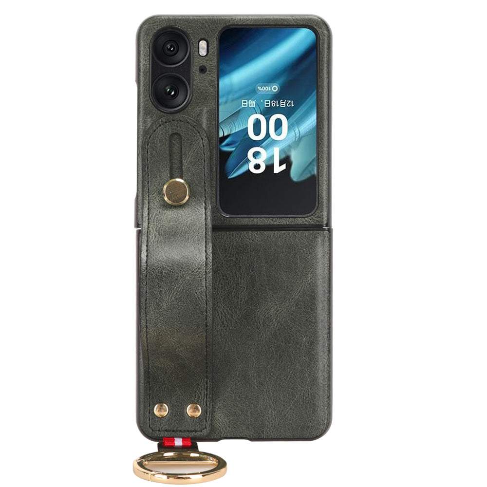 For Oppo Find N2 Flip 5G PU Leather+PC Phone Case Wristband Kickstand Bottle Opener Shockproof Cover