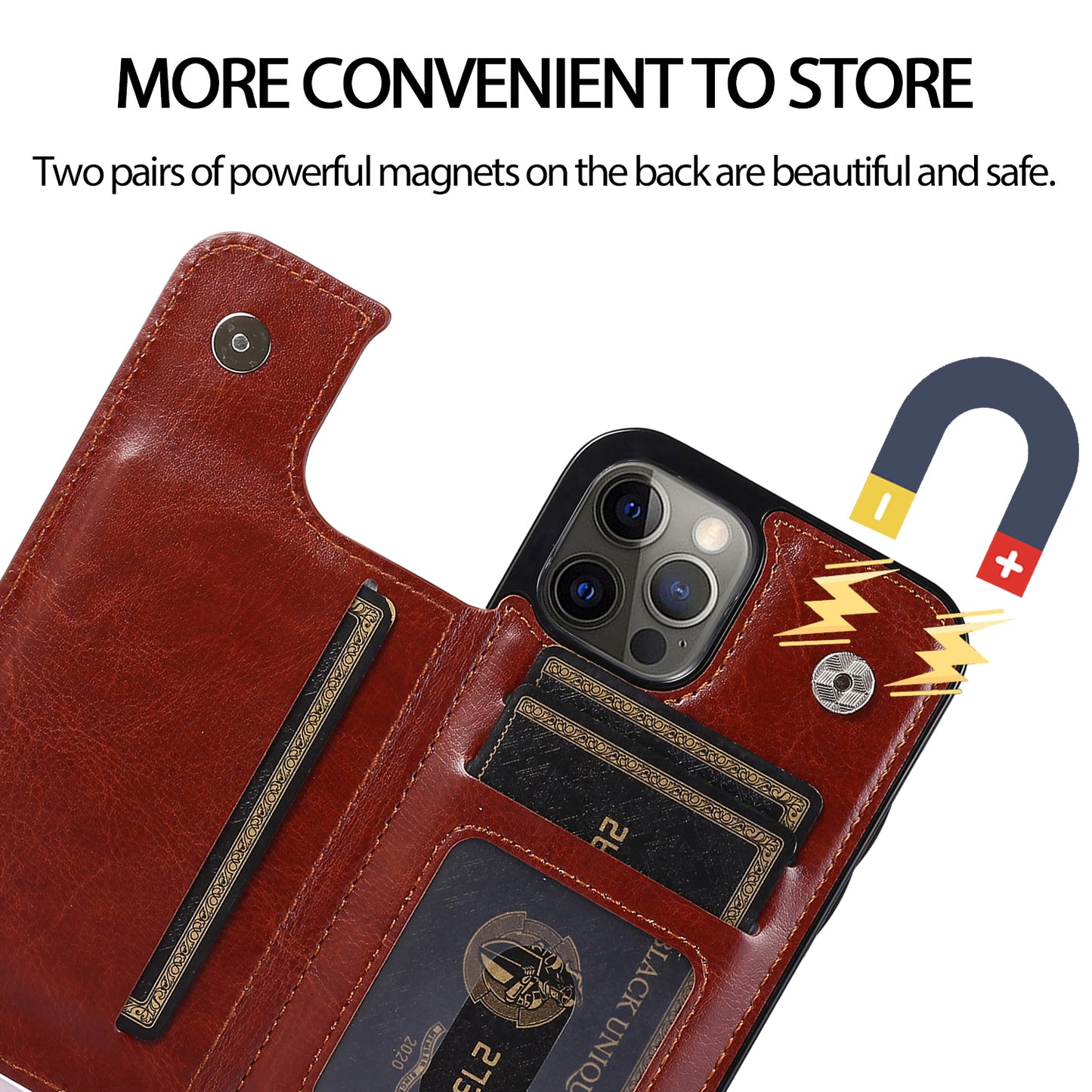 For iPhone 14 Pro Max Card Holder Kickstand Phone Cover Crazy Horse Texture Leather Coated TPU Mobile Case