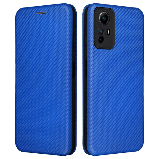 For Xiaomi Redmi Note 12S 4G Card Holder Leather Phone Case Carbon Fiber Texture Stand Cover