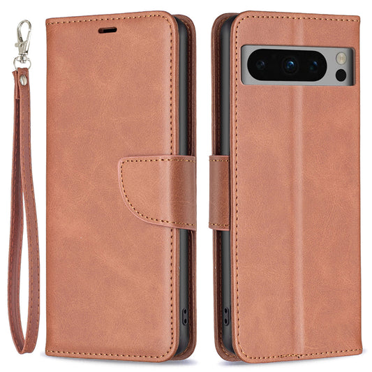 PU Leather Phone Cover For Google Pixel 8 Pro , Stand Phone Case Solid Color Wallet Textured Drop-proof Shell