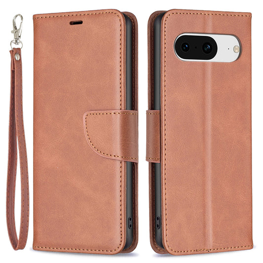 For Google Pixel 8 Textured Stand Phone Case Solid Color Wallet PU Leather + Inner TPU Phone Cover