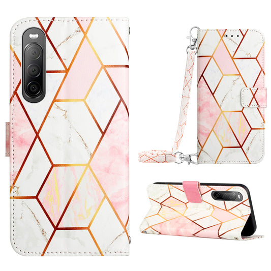 For Sony Xperia 10 V YB Pattern Printing Leather Series-6 Wallet Phone Cover PU Leather Marble Pattern Stand Case