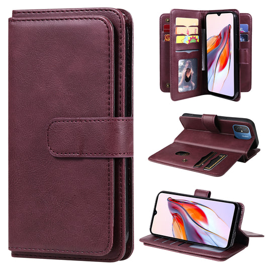 KT Multi-functional Series-1 for Xiaomi Redmi 12C 4G / 11A 4G Leather Phone Cover 10 Card Slots Stand Wallet Case