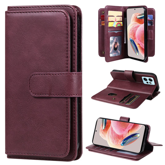 KT Multi-functional Series-1 for Xiaomi Redmi Note 12 4G Wallet Leather Case 10 Card Slots Stand Phone Cover