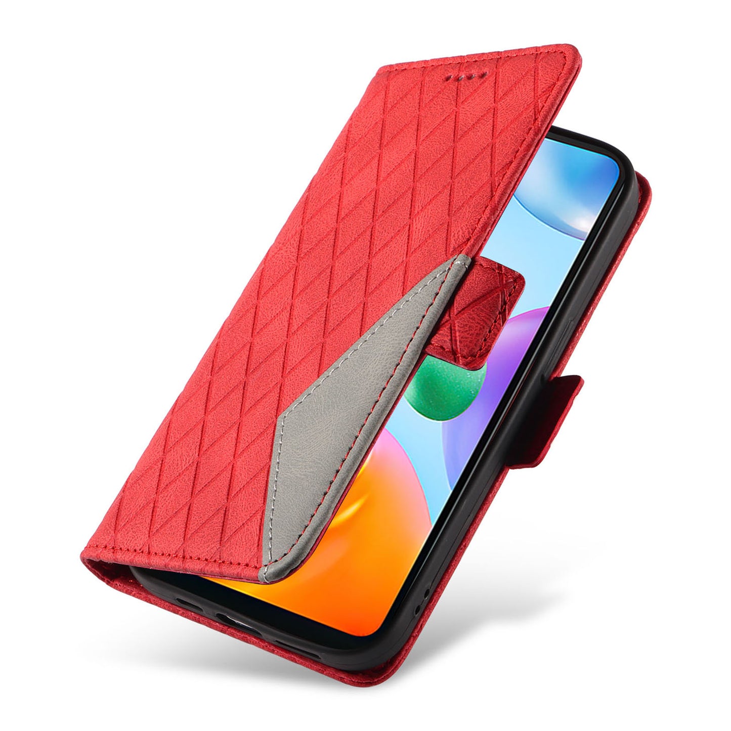 For Xiaomi Redmi 10C 4G PU Leather Case Rhombus Imprinted Phone Cover with Stand Wallet