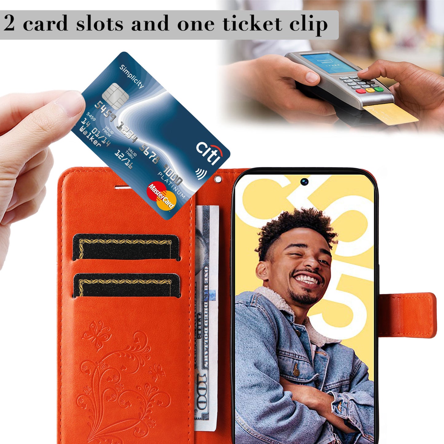 KT Imprinting Flower Series-2 For Realme C55 PU Leather Wallet Case Butterfly Imprinted Stand Phone Cover